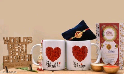 Rakhi combo set with printed mugs for Bhaiya and Bhabhi