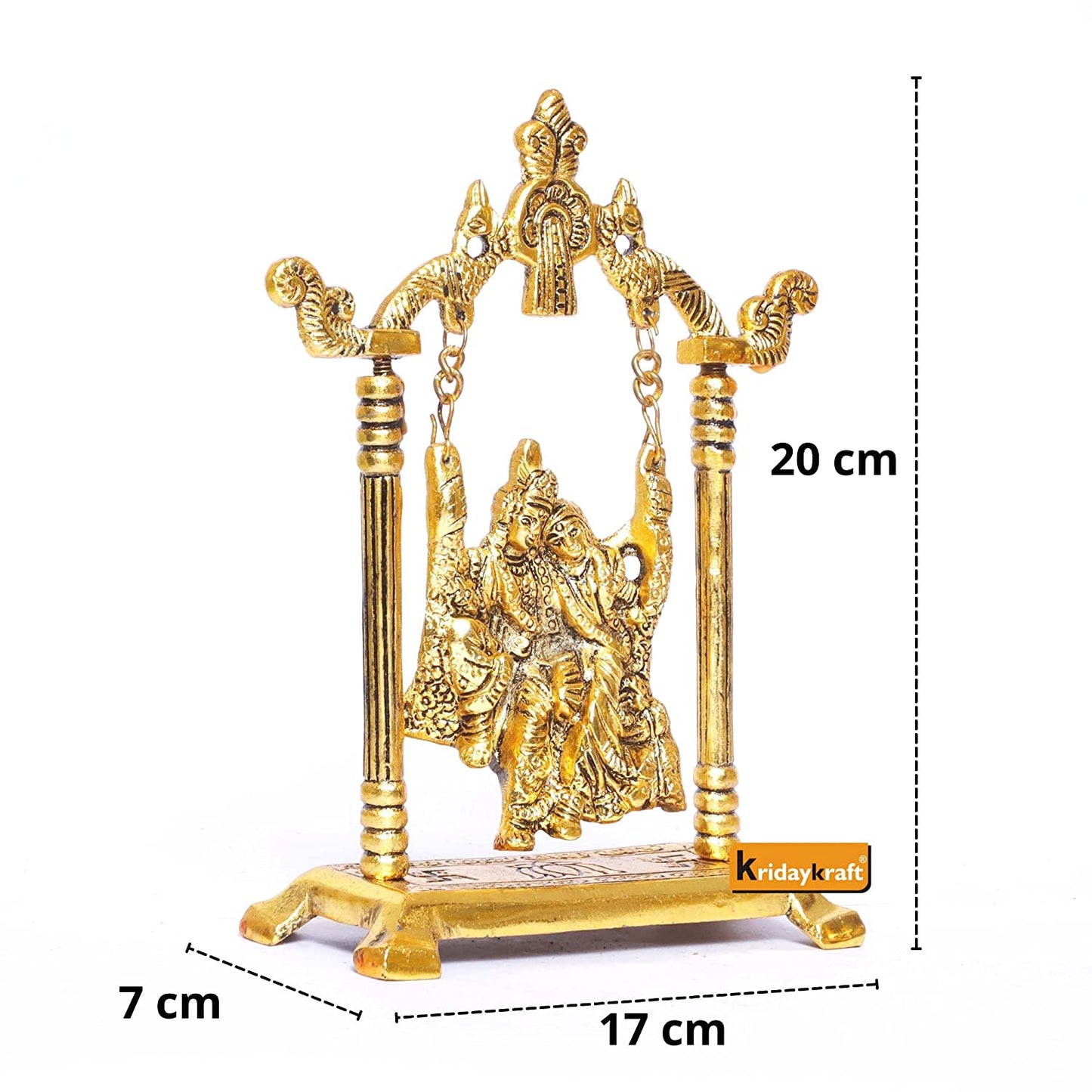 Radha Krishna on Swing jhula Metal Statue Gold Plated - The Indian Rang