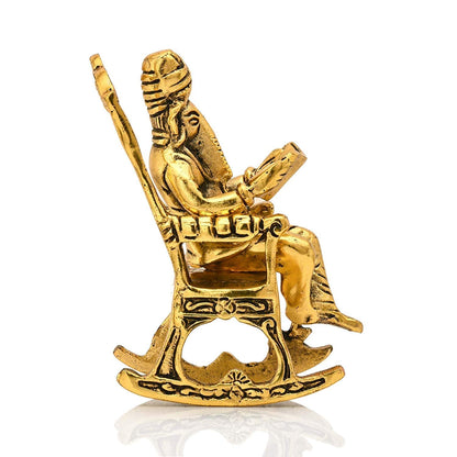 Lord Ganesha Reading Ramayana Statue Hindu God Ganesh Ganpati Sitting on Chair Brass Idol - The Indian Rang