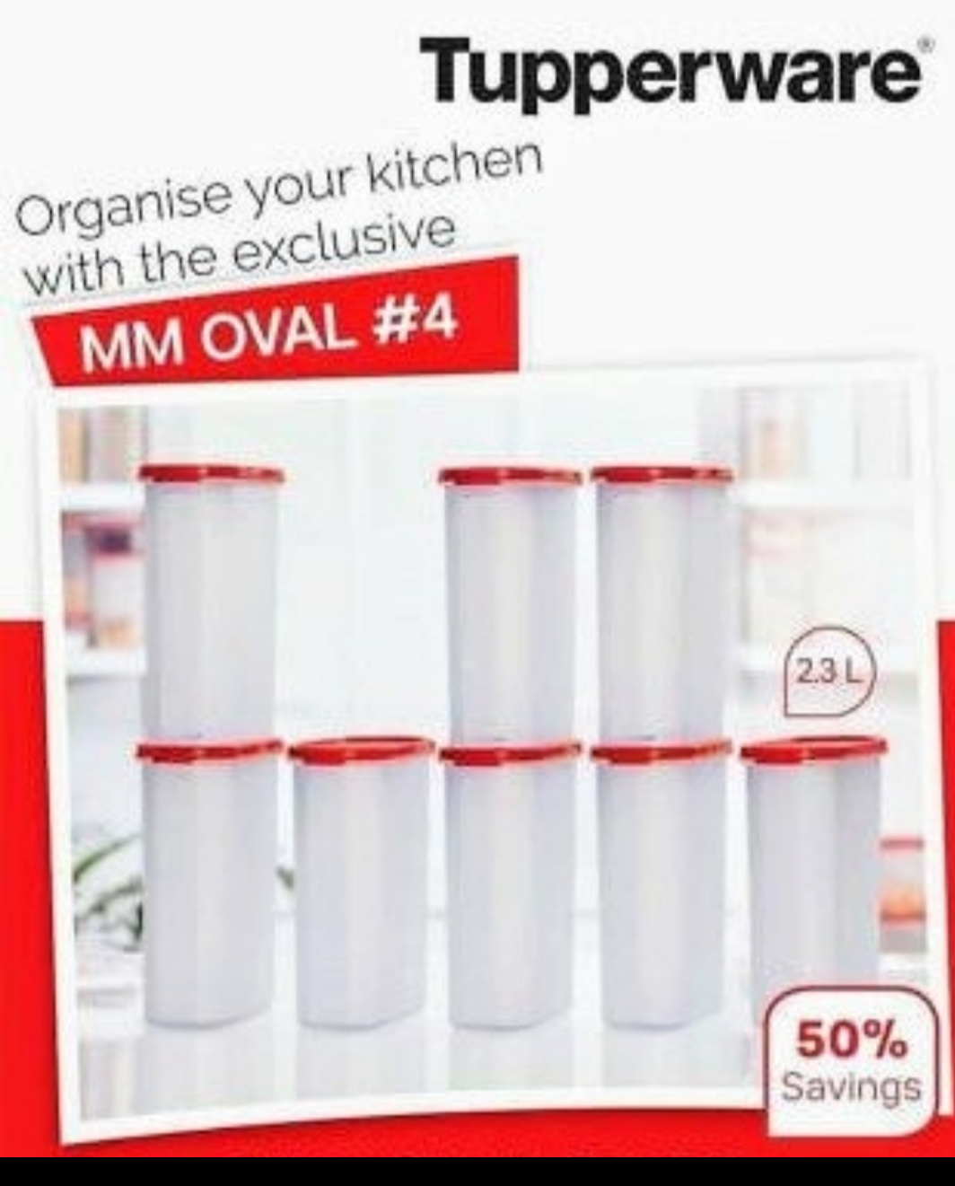 Tupperware MM Oval 4 Dry Storage containers 2.3 ltr set of 8 - The Indian Rang