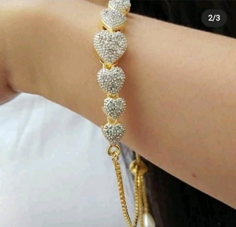 Heart chain bracelet gold plated - The Indian Rang