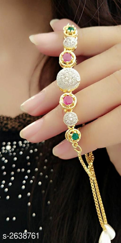 Multiccolor golden chain bracelet - The Indian Rang