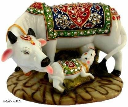 Resin Cow and Calf Showpiece, 5x3x3 Inch, Multicolour - The Indian Rang