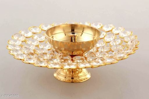 Crystal Round Shape Akhand Diya Oil Puja Lamp - The Indian Rang