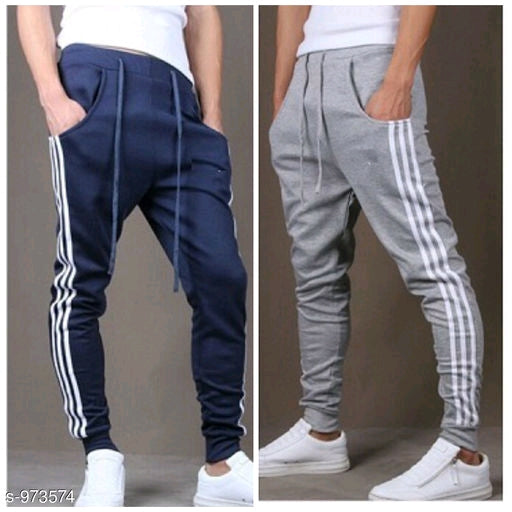 Men Solid Track Pant with side strips pack of of 2