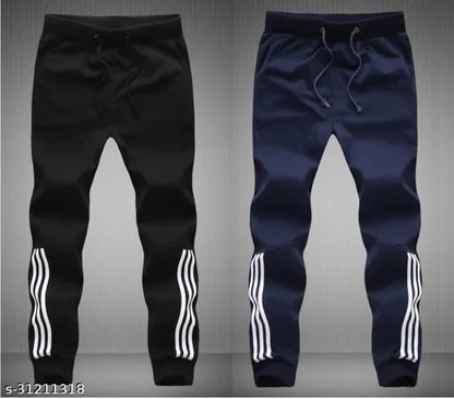 Men Black and Blue Track Pants combo pack of 2