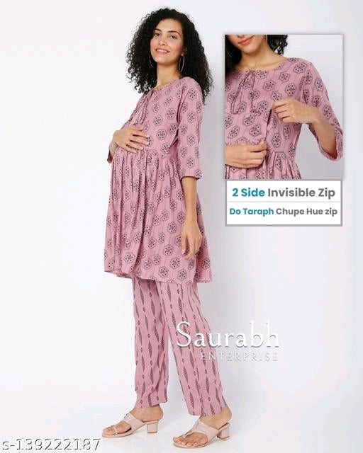 Blue Pink Floral Hand Block Printed Cotton Night Suit – uNidraa