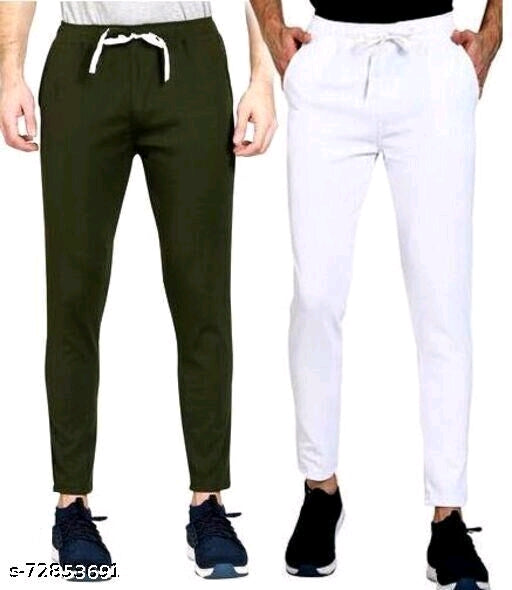 Men Fully stretchable Blue and Black Lower Track Pant set of 2