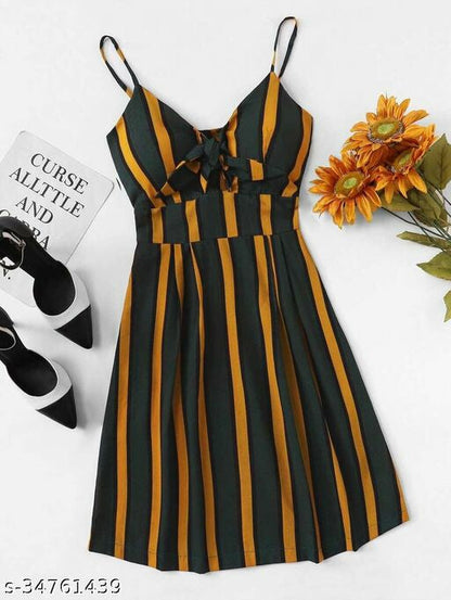 Crepe Striped casual summer dress - The Indian Rang